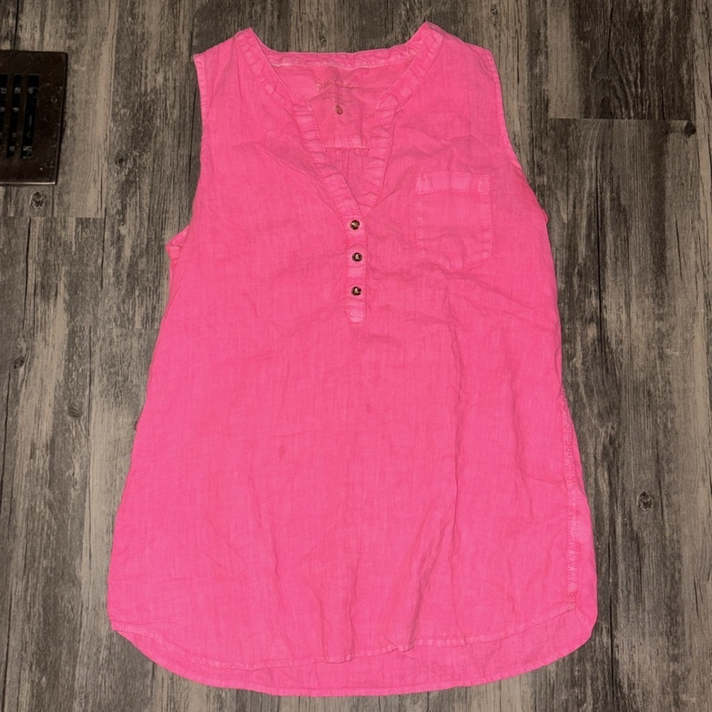 Lilly Pulitzer 100 Linen top XS - - Picture 2 of 6